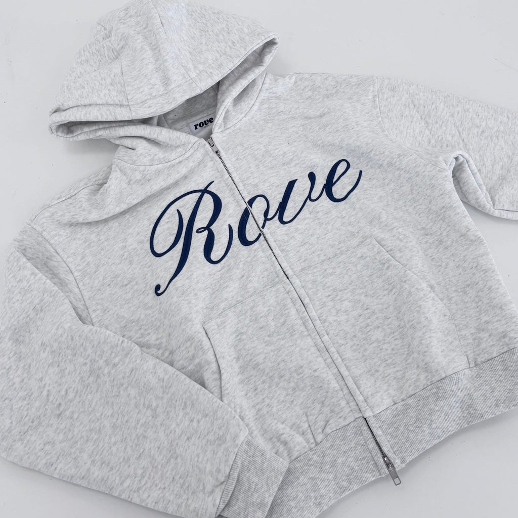 Script Zip Hoodie - Grey Marl
