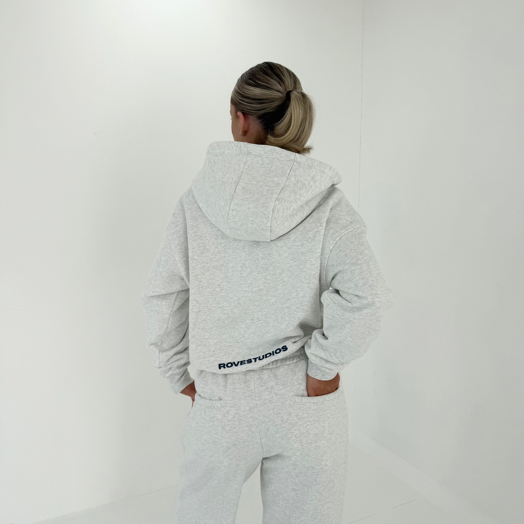 Script Zip Hoodie - Grey Marl