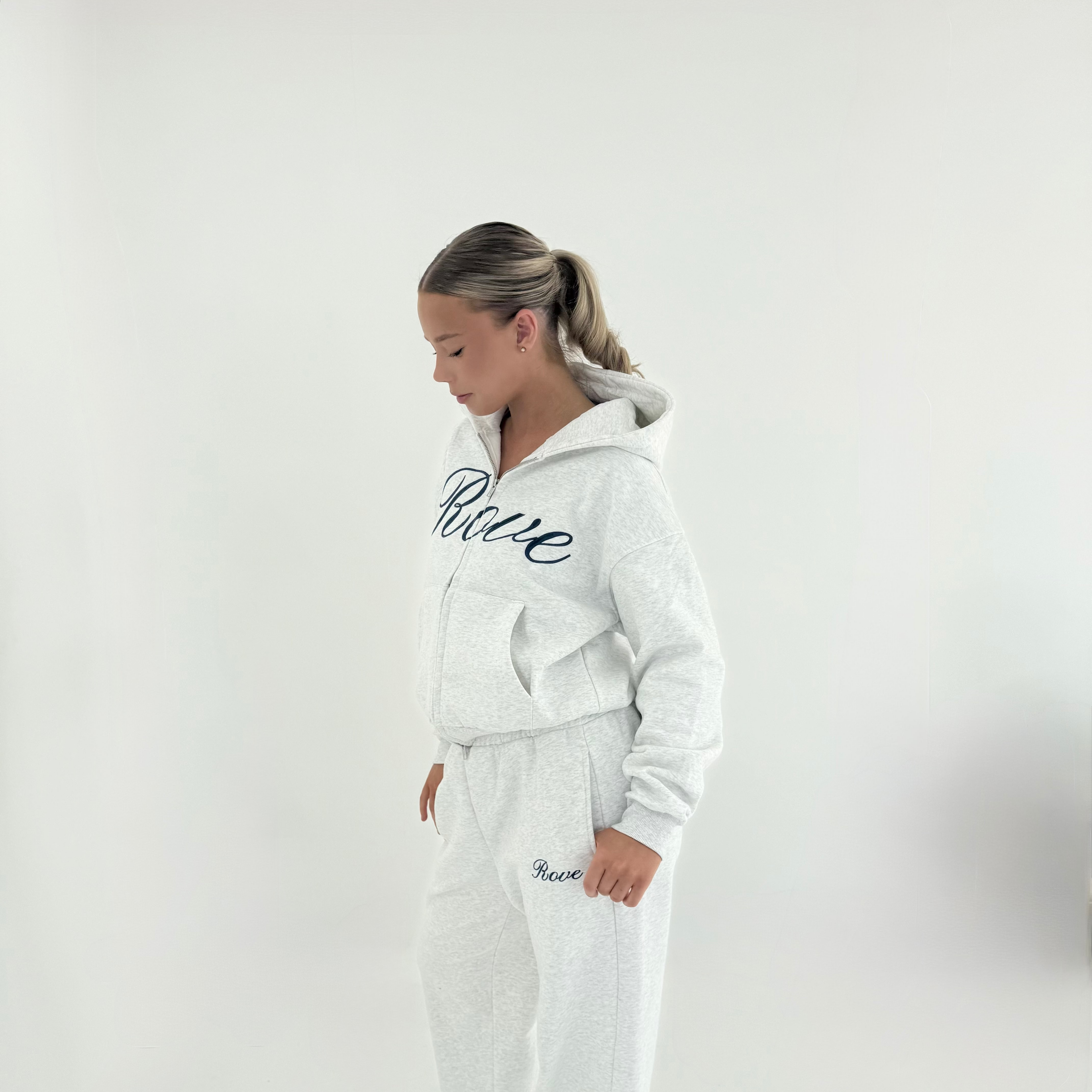 Script Zip Hoodie - Grey Marl