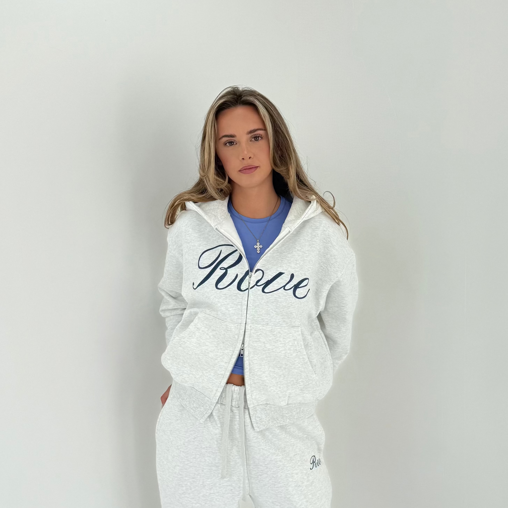 Script Zip Hoodie - Grey Marl