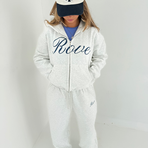 Script Zip Hoodie - Grey Marl