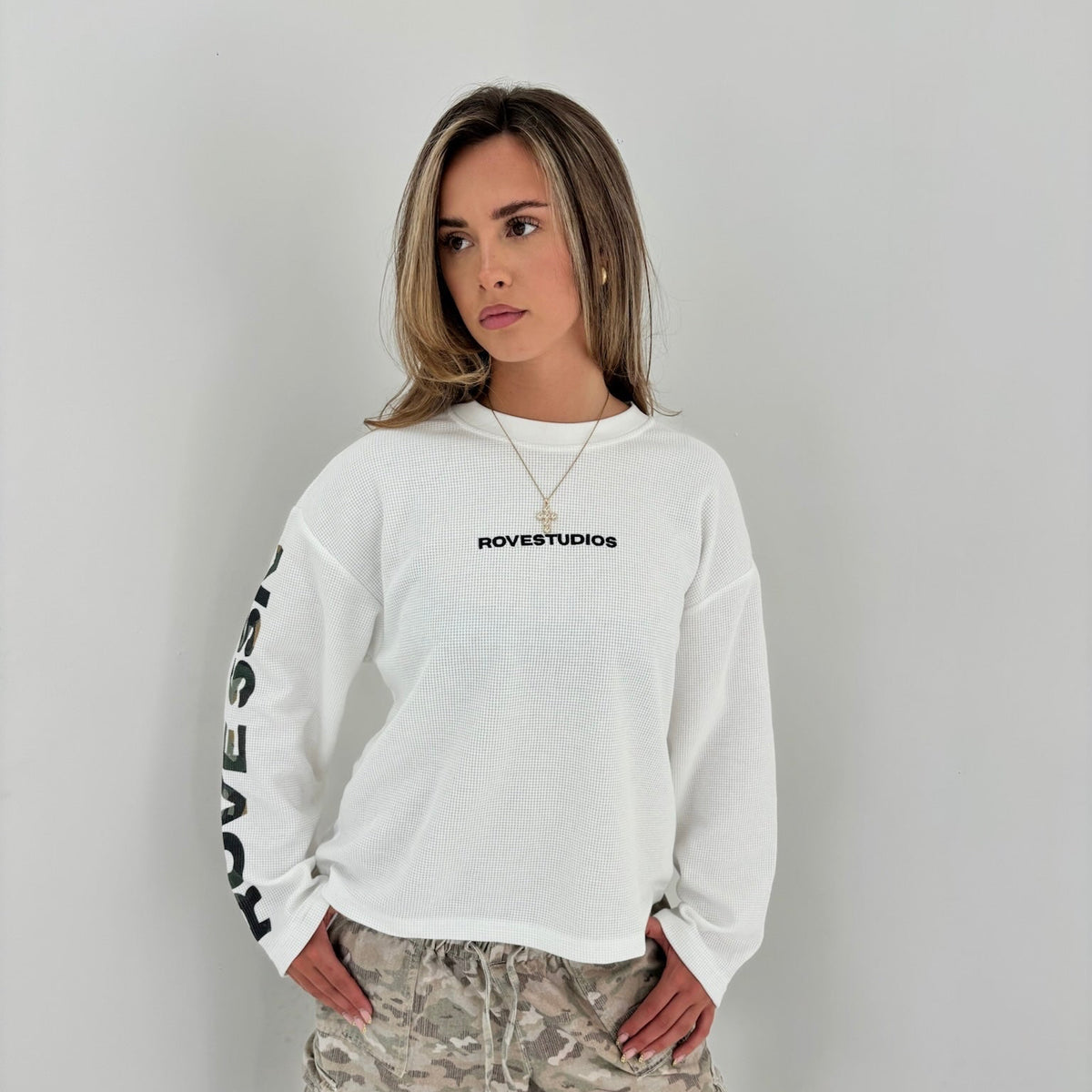 Camo Sleeve Waffle Tee